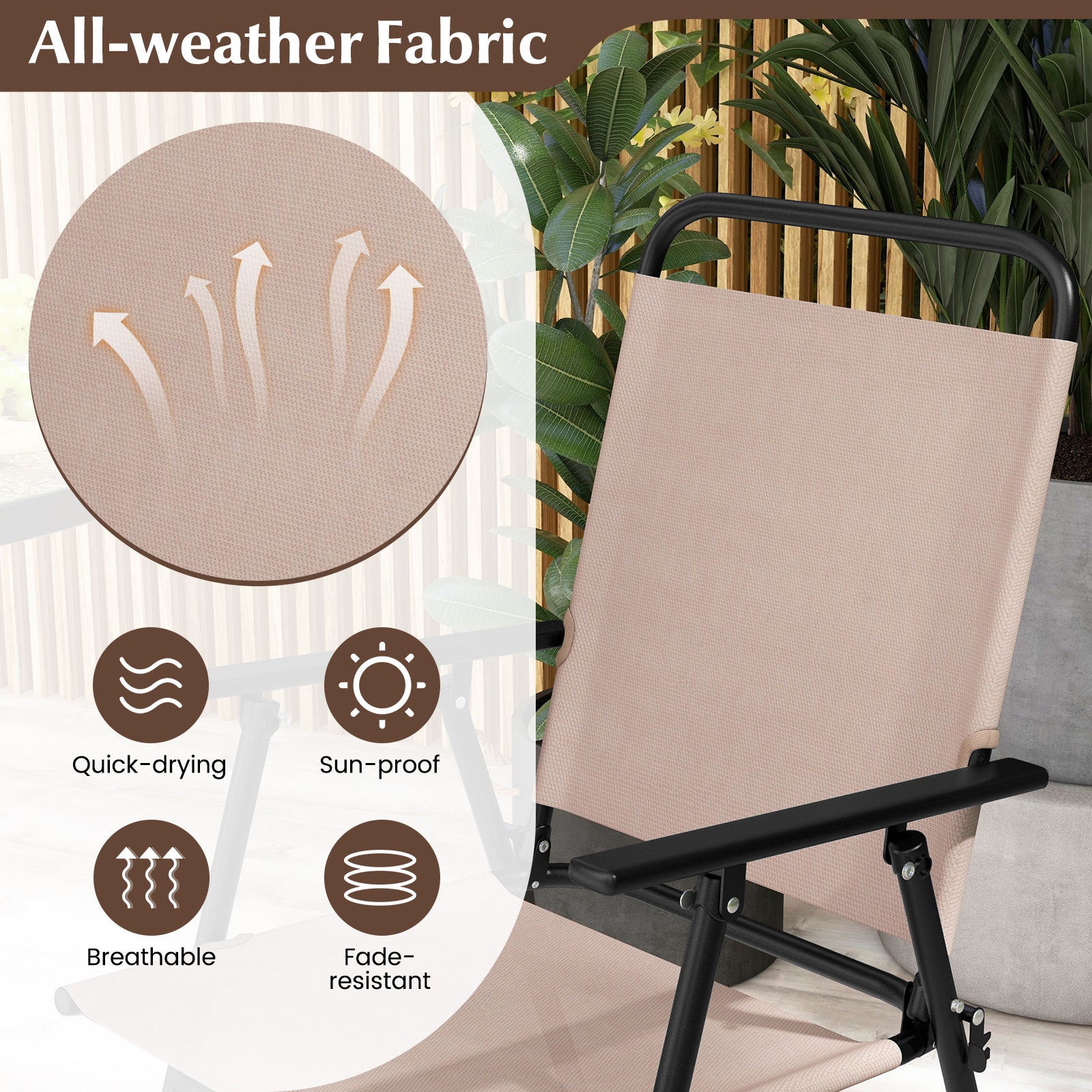 Outdoor Bistro Set, 3 Pieces, 2 Folding Chairs, Beige Patio Conversation Sets at Gallery Canada