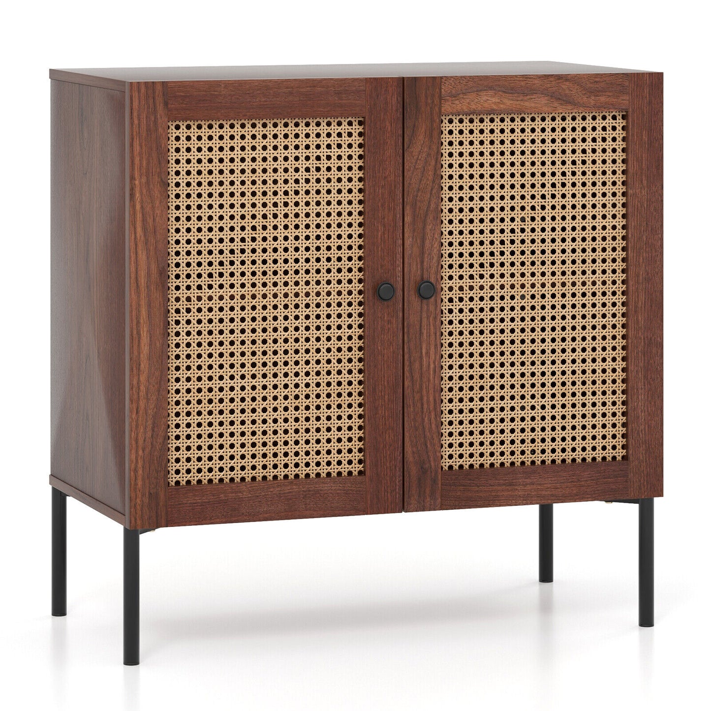Kitchen Sideboard With 2 Rattan Doors, Adjustable Shelf, Walnut Sideboards Cabinets & Buffets at Gallery Canada