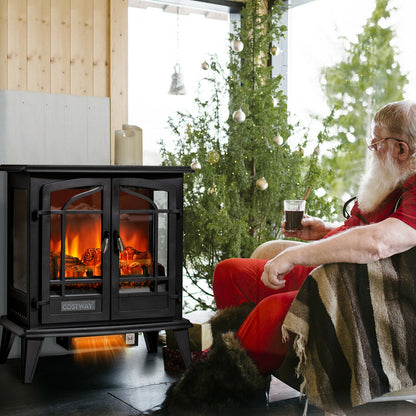 25 Inch Electric Fireplace Heater, Realistic Flame, Black Fireplaces at Gallery Canada