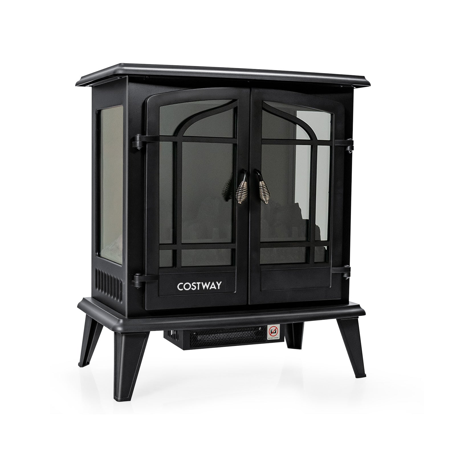 25 Inch Electric Fireplace Heater, Realistic Flame, Black Fireplaces at Gallery Canada