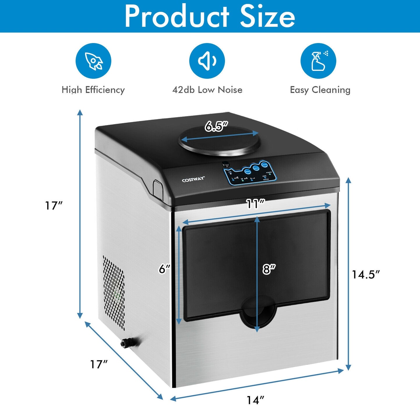 Stainless Steel Countertop Ice Maker, Water Dispenser, Gray, Black Ice Makers at Gallery Canada
