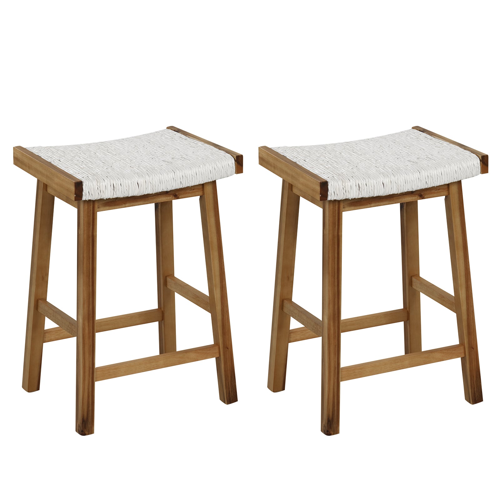 Set Of 2 25.5 Inch Bar Stools, Seaweed Woven Seat, Beige Bar Stools Beige at Gallery Canada
