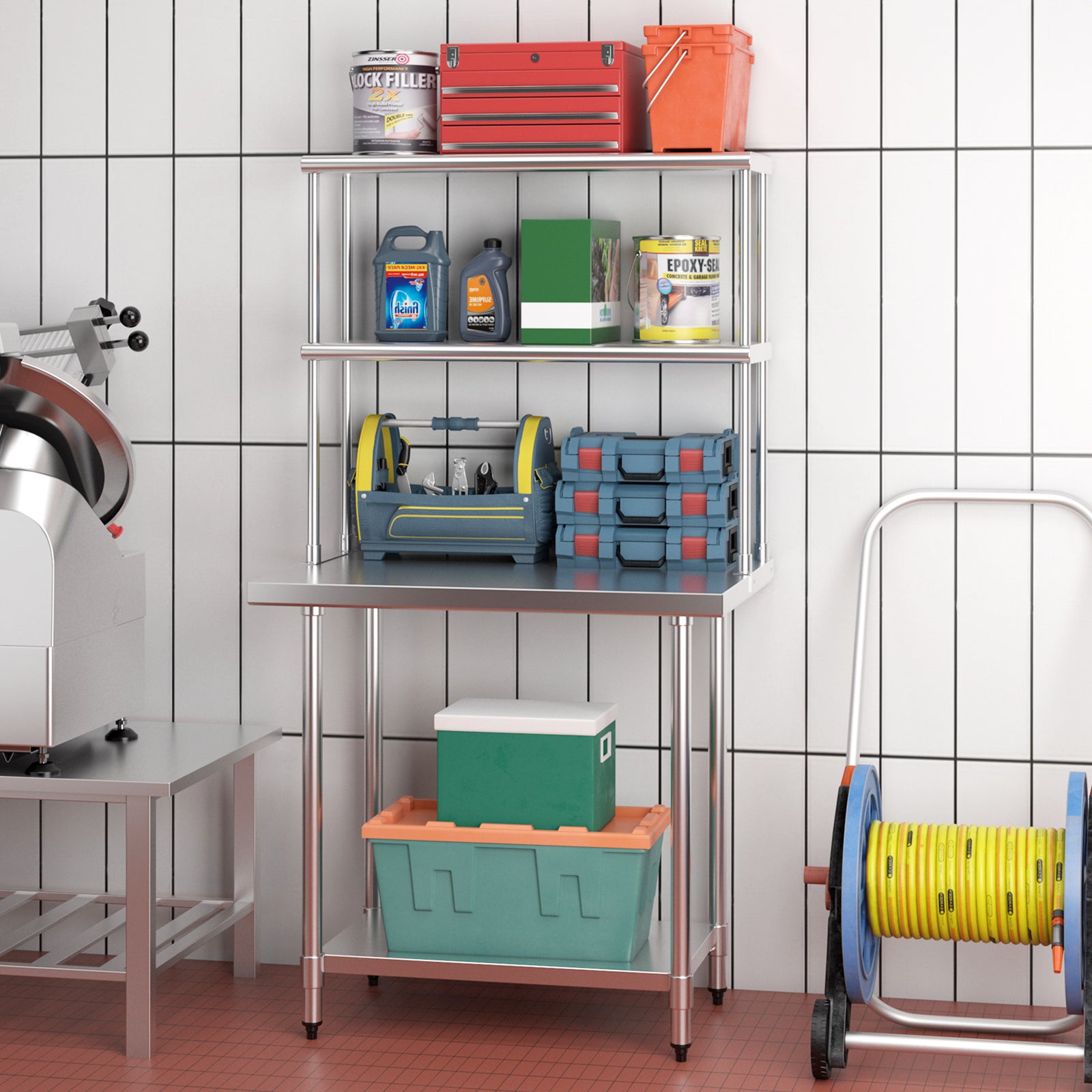 Stainless Steel Overshelf with Adjustable Lower Shelf for Restaurant Kitchen, Silver Kitchen Tools at Gallery Canada