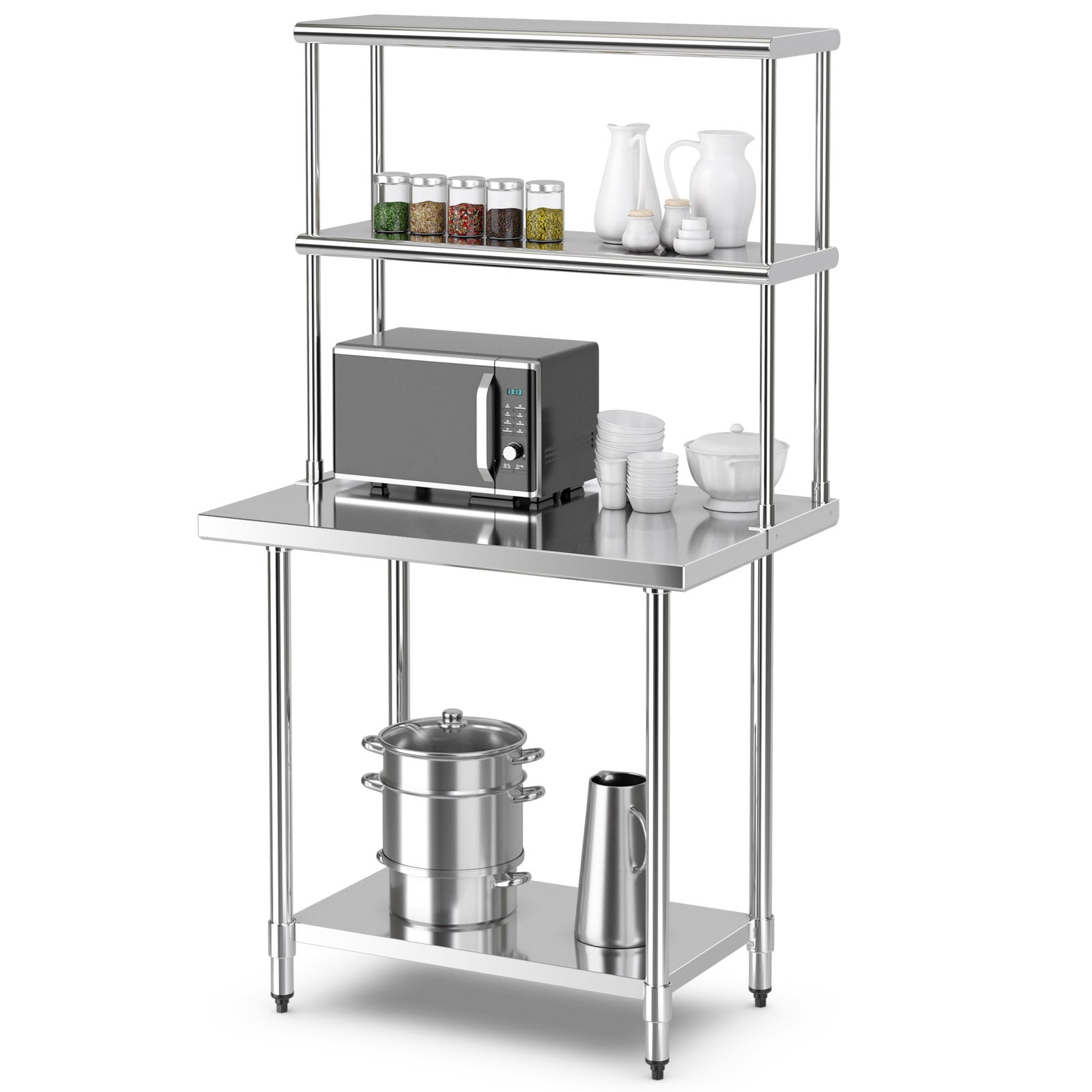 Stainless Steel Overshelf with Adjustable Lower Shelf for Restaurant Kitchen, Silver Kitchen Tools at Gallery Canada