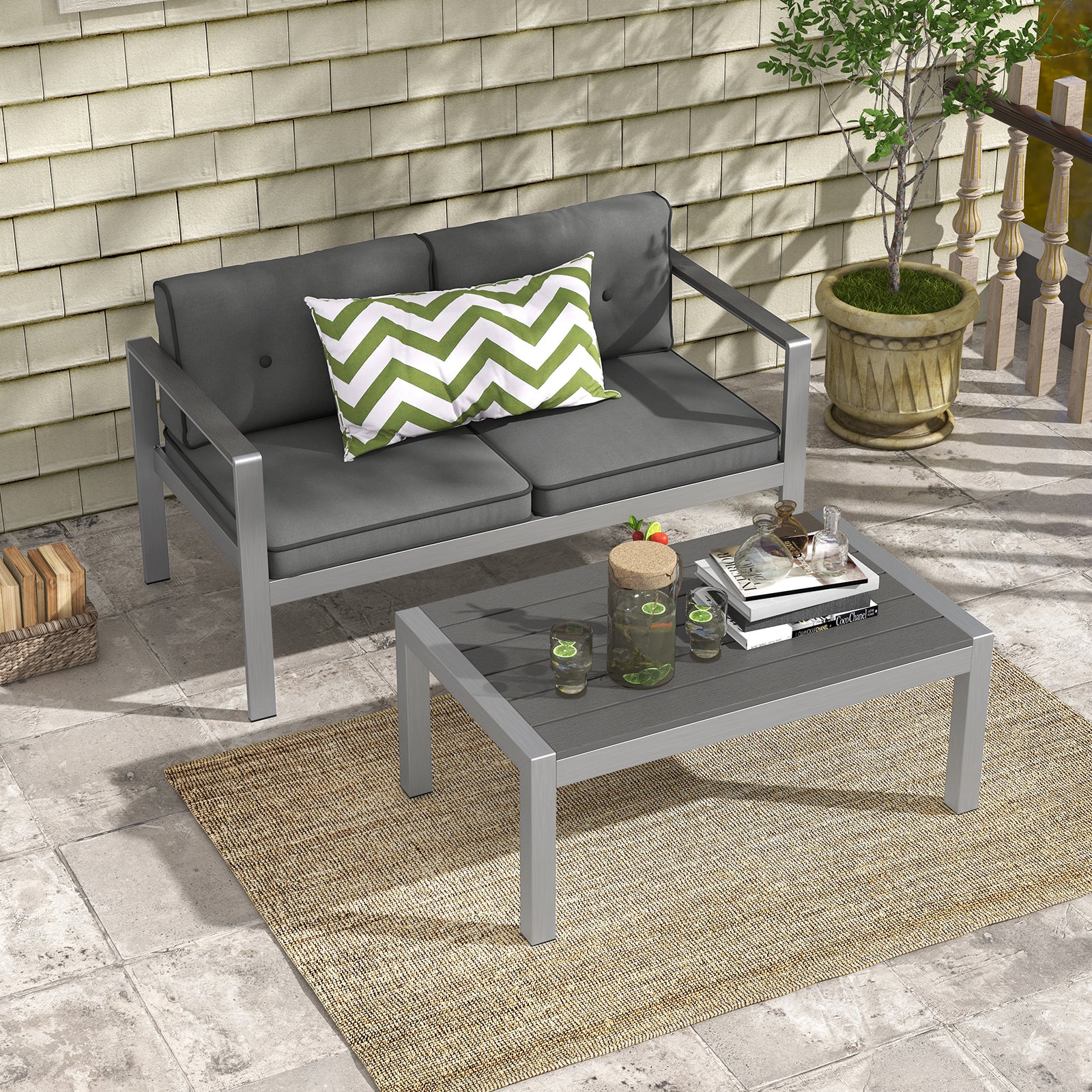 2-Person Sofa Chair With WPC Armrests, Gray Sofas & Loveseats at Gallery Canada