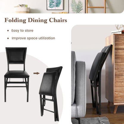 Set of 2 Metal Folding Dining Chairs, Space Saving Design, Black Dining Chairs at Gallery Canada