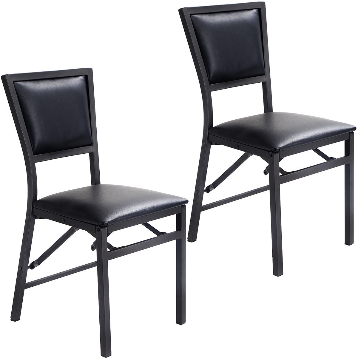 Set of 2 Metal Folding Dining Chairs, Space Saving Design, Black Dining Chairs at Gallery Canada