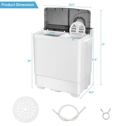 26 Pound Portable Semi-Automatic Washing Machine, Gray Washing Machines at Gallery Canada