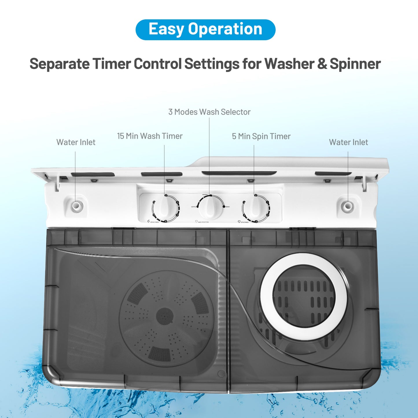26 Pound Portable Semi-Automatic Washing Machine, Gray Washing Machines at Gallery Canada