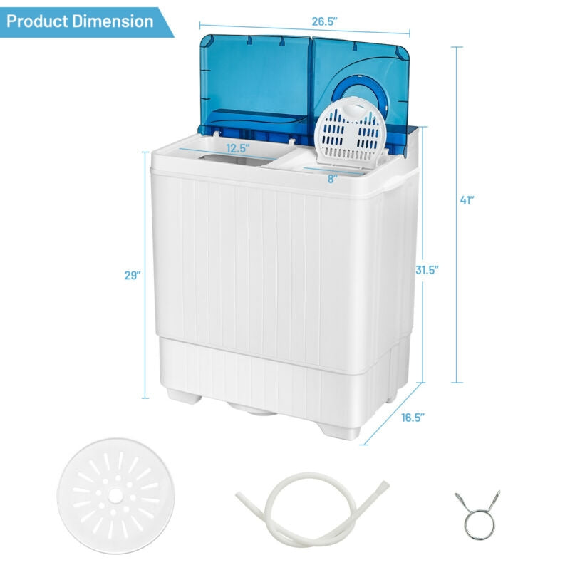 26 Pound Portable Semi-Automatic Washing Machine, Blue Washing Machines at Gallery Canada