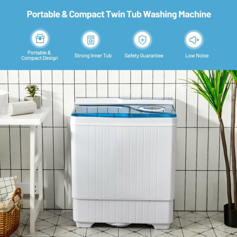 26 Pound Portable Semi-Automatic Washing Machine, Blue Washing Machines at Gallery Canada