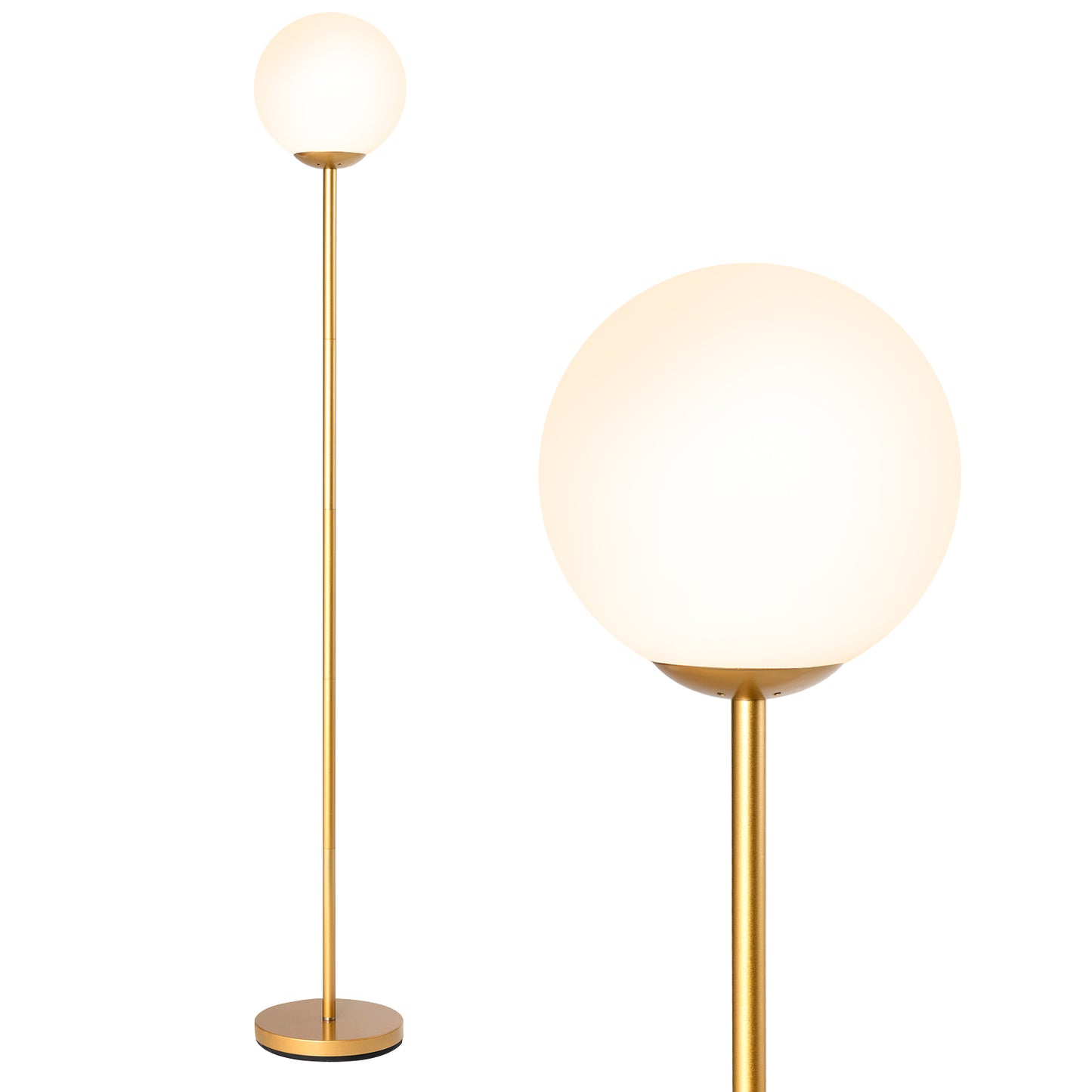 Glass Globe LED Floor Lamp, Golden Table & Floor Lamps Golden at Gallery Canada