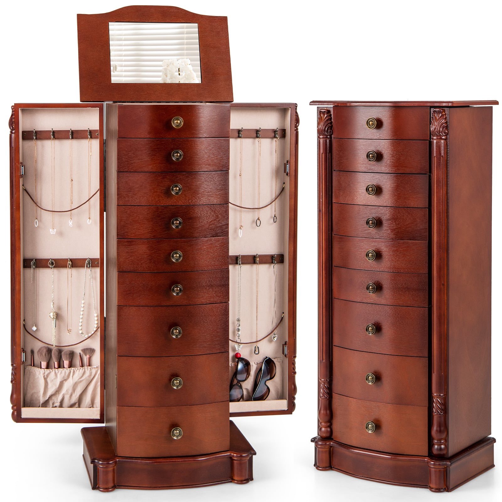 Large Wooden Jewelry Storage Box, Brown Jewelry Armoires at Gallery Canada