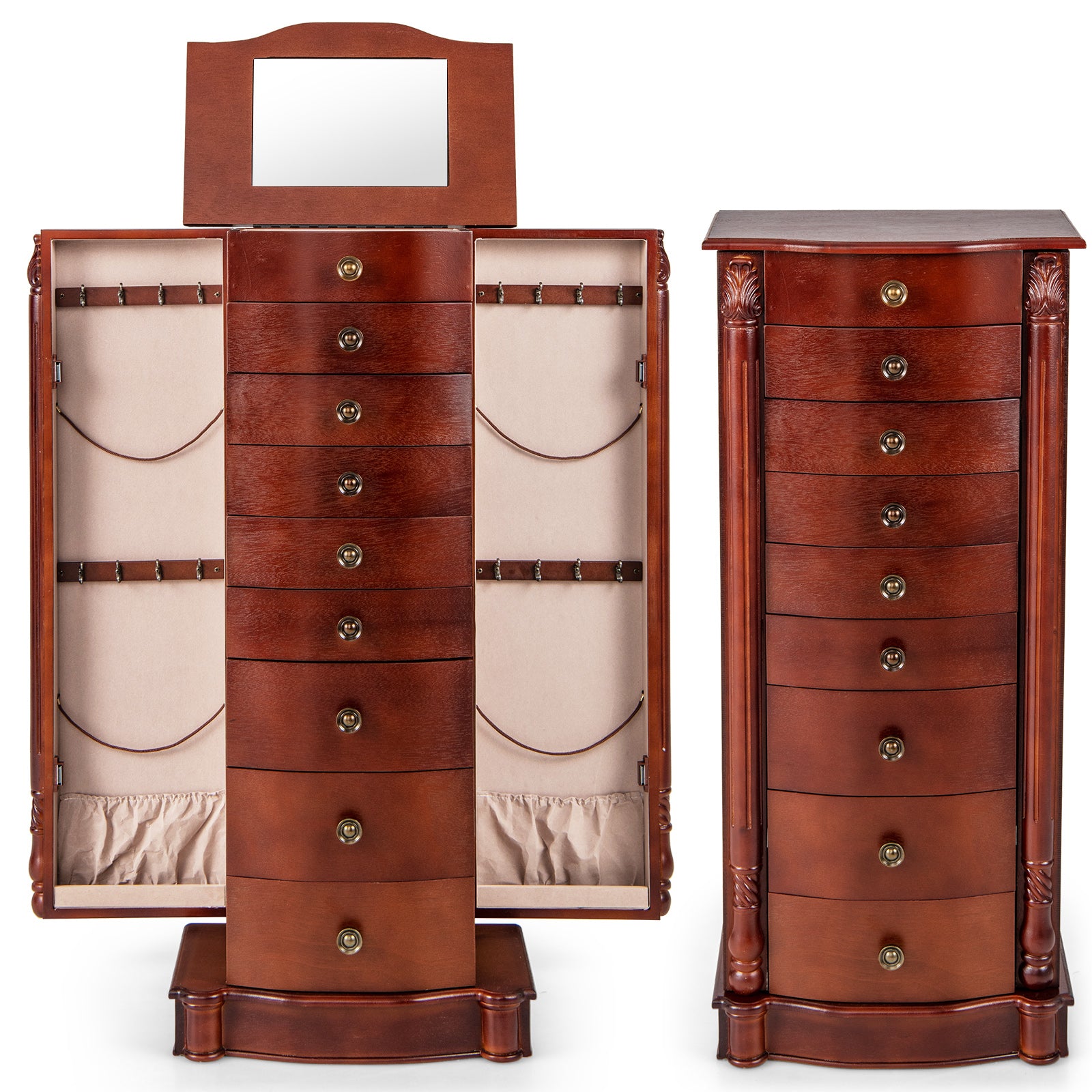 Large Wooden Jewelry Storage Box, Brown Jewelry Armoires at Gallery Canada