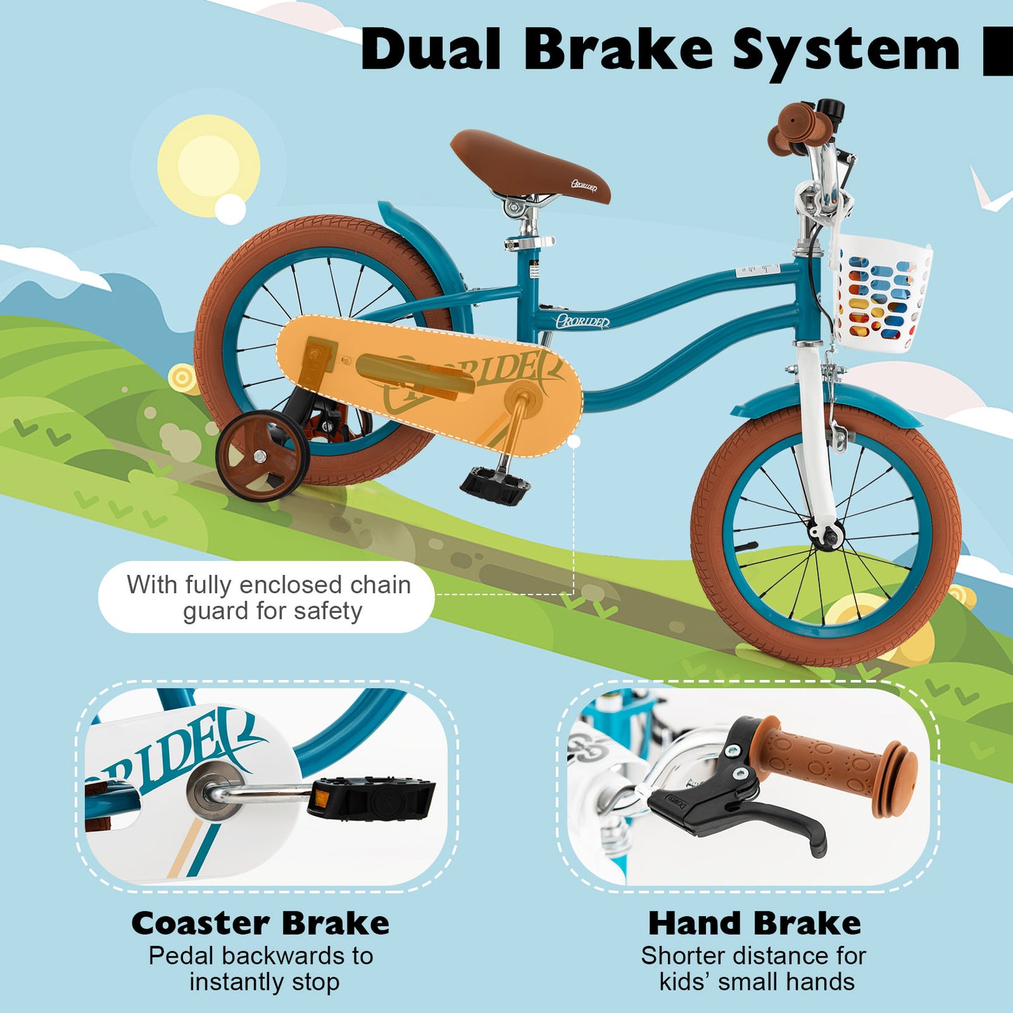 14 Inch Kids Bike With Removable Training Wheels, Basket, Blue Kids Bike at Gallery Canada