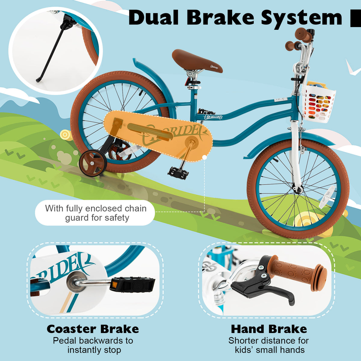 Children Bicycle With Front Handbrake, Rear Coaster Brake, Turquoise Kids Bike at Gallery Canada