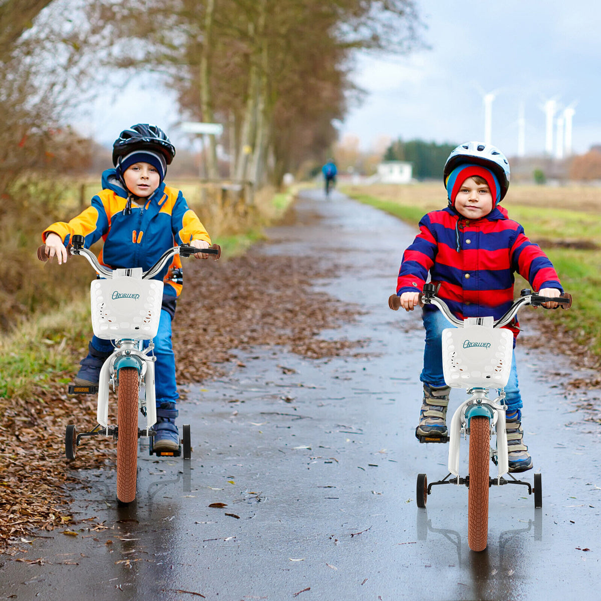16 Inch Kids Bike, Front Handbrake, 2 Training Wheels, Turquoise Kids Bike at Gallery Canada