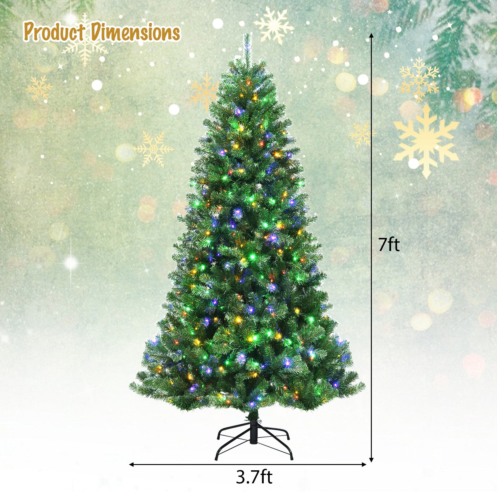 Artificial Hinged Christmas Tree, Remote LED Lights, 7', Green Christmas Tree at Gallery Canada