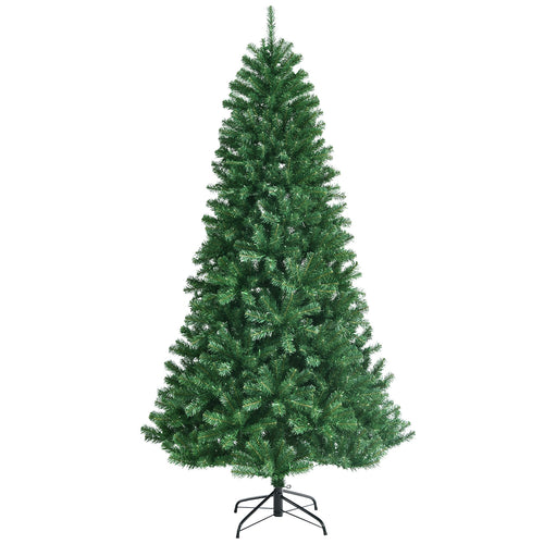 Artificial Hinged Christmas Tree, Remote LED Lights, 7', Green