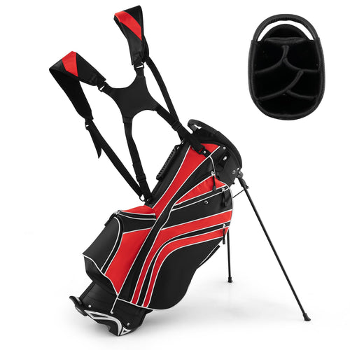 Golf Stand Cart Bag, 6 Way Divider, Carry Pockets, Red