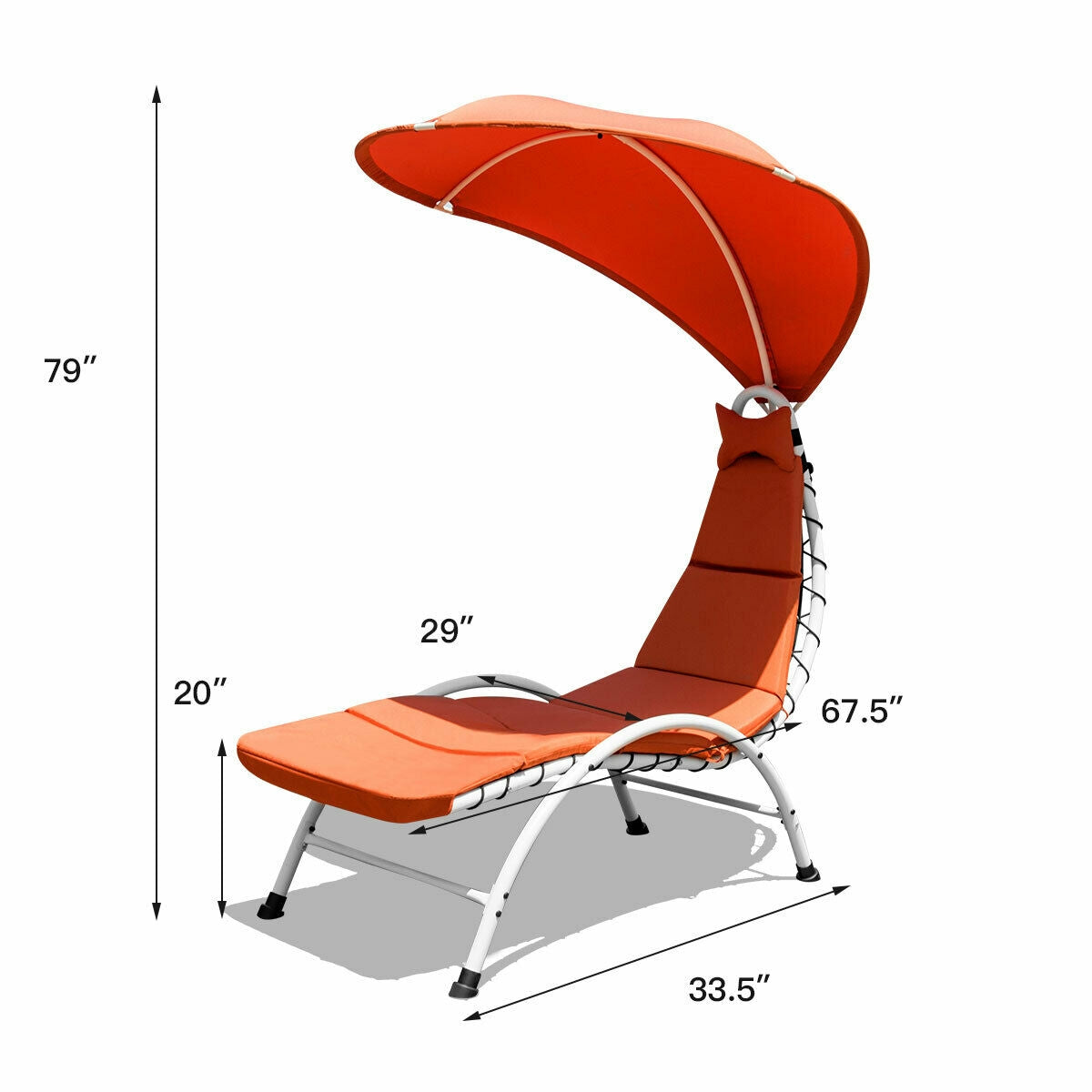 Patio Hanging Swing Hammock Chaise Lounger Chair, Orange Outdoor Chaise Lounges at Gallery Canada