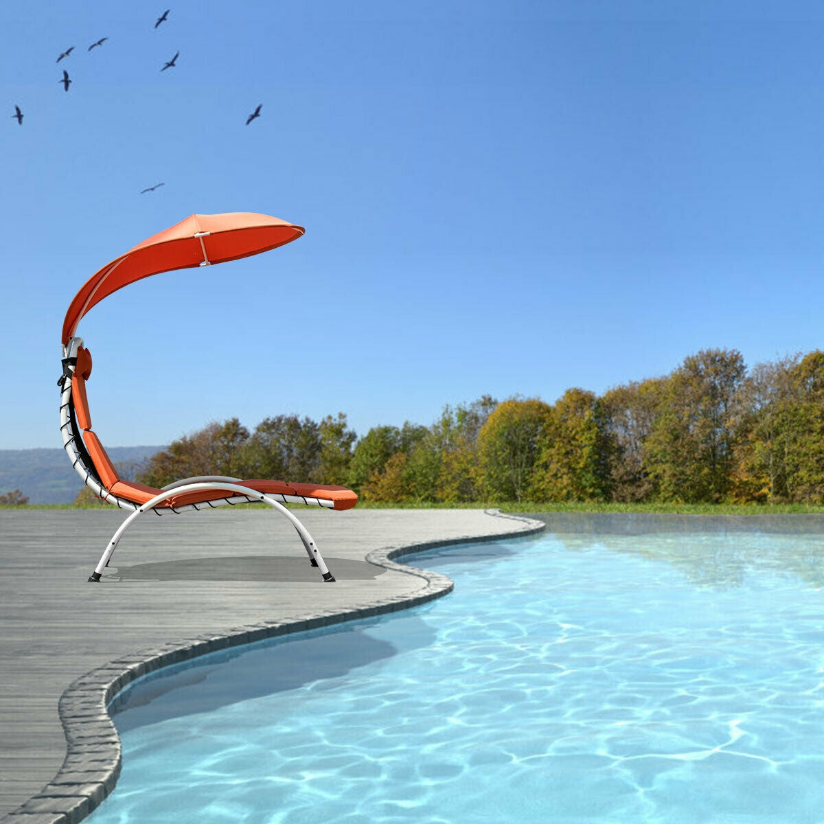 Patio Hanging Swing Hammock Chaise Lounger Chair, Orange Outdoor Chaise Lounges at Gallery Canada