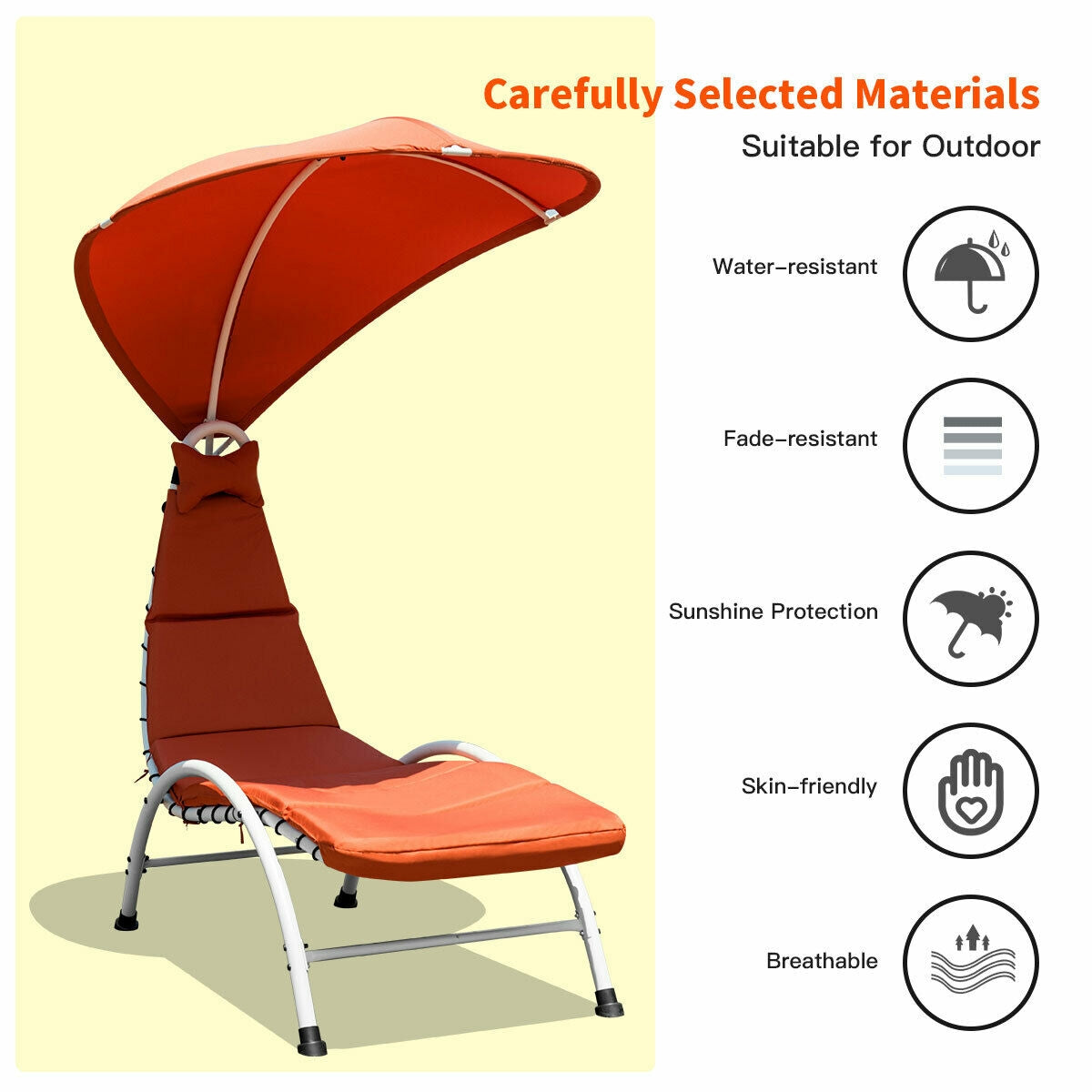 Patio Hanging Swing Hammock Chaise Lounger Chair, Orange Outdoor Chaise Lounges at Gallery Canada