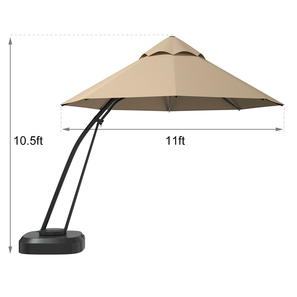 11 Feet Outdoor Cantilever Hanging Umbrella, Beige Outdoor Umbrellas at Gallery Canada