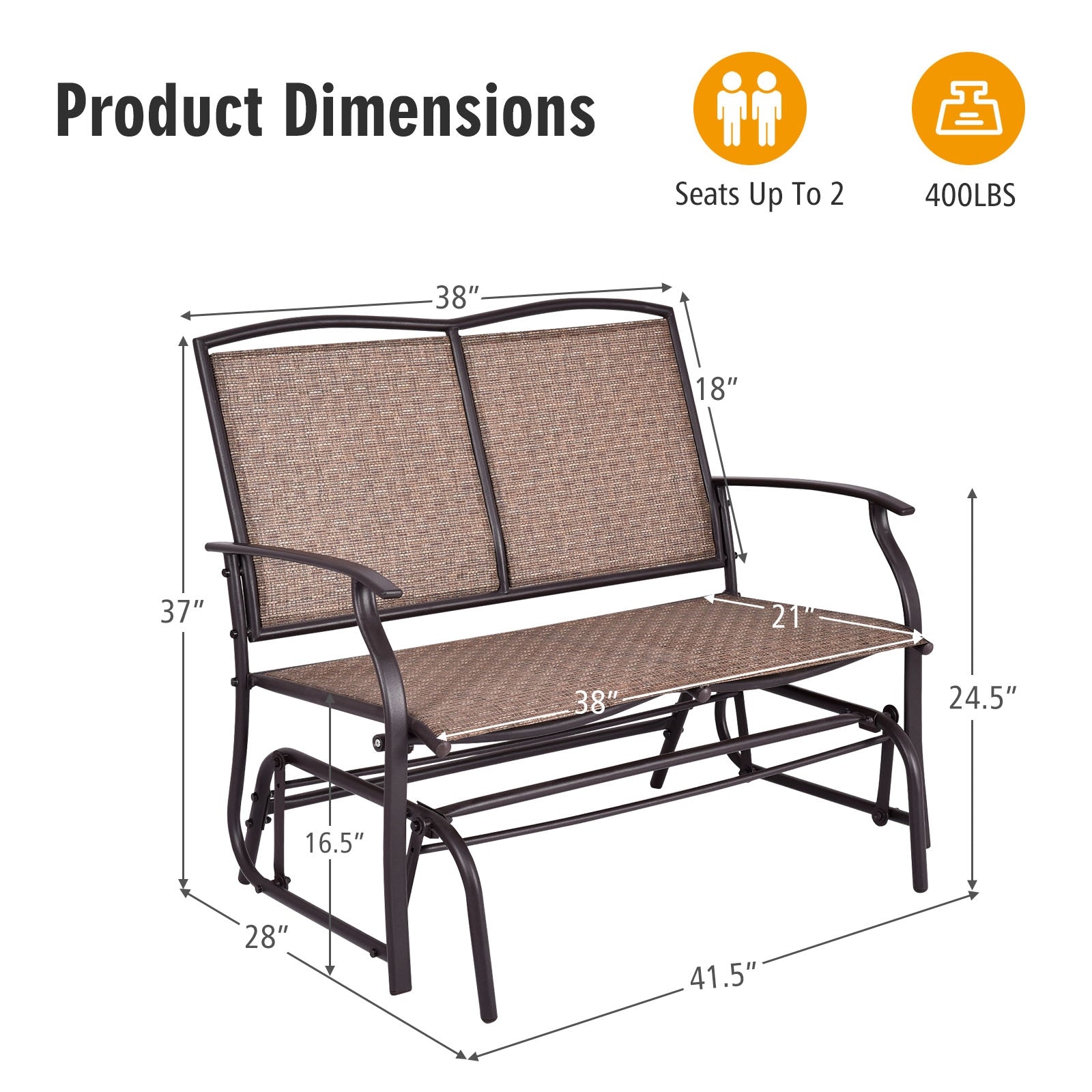 Iron Patio Rocking Chair, Brown Patio Rocking Chairs & Gliders at Gallery Canada