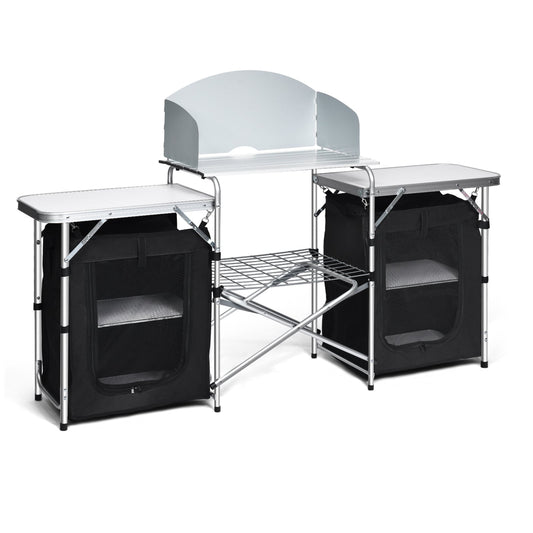Folding Camping Table With Storage Organizer, Black Camping Furniture Black at Gallery Canada