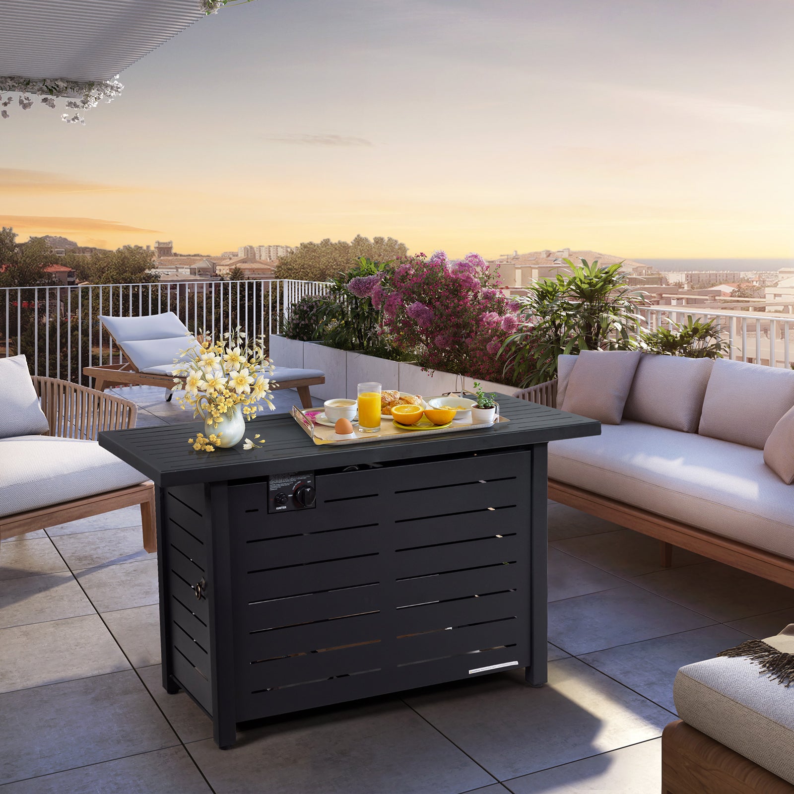 42 Inch 60,000 BTU Propane Fire Pit Table, Waterproof Cover Fire Pit Tables at Gallery Canada