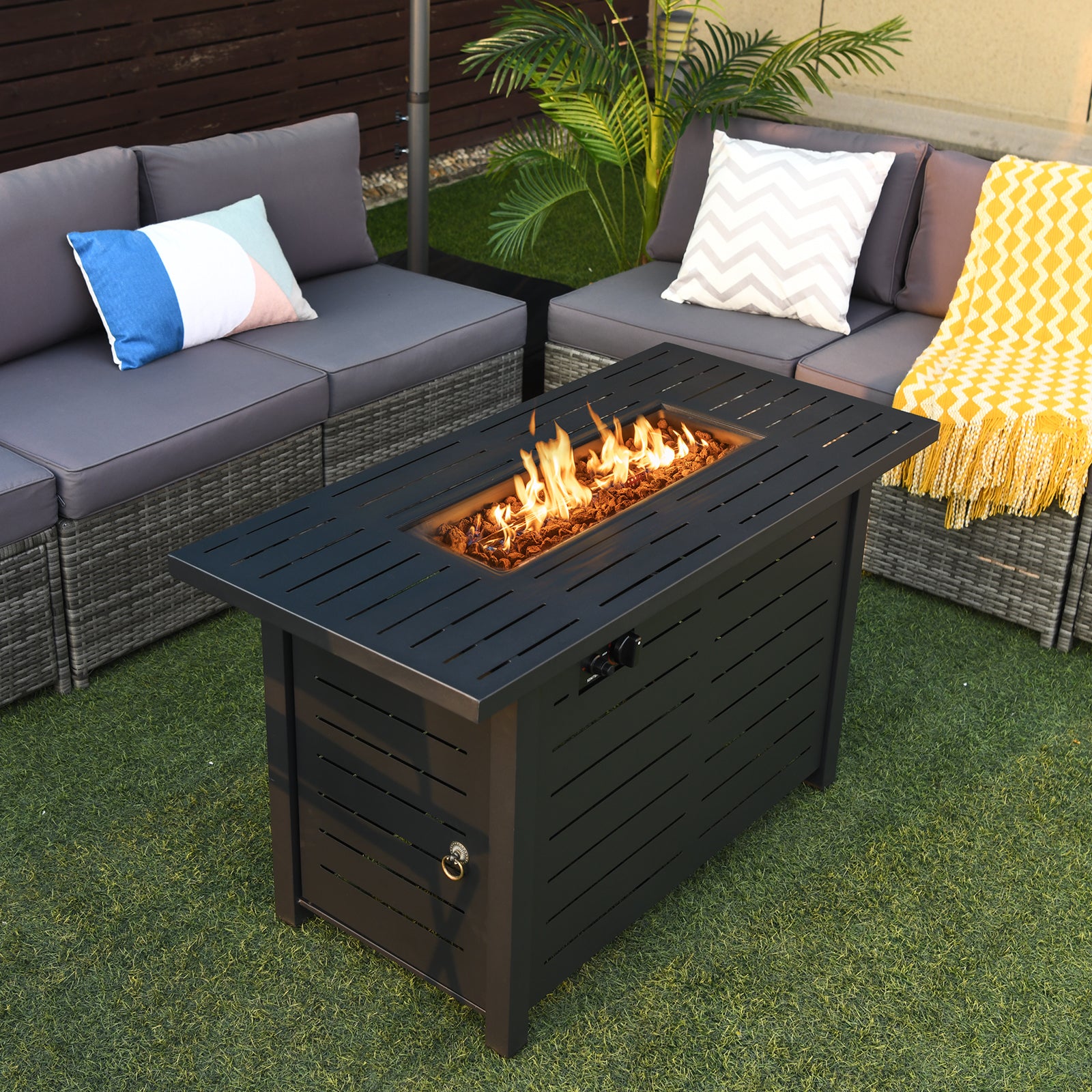 42 Inch 60,000 BTU Propane Fire Pit Table, Waterproof Cover Fire Pit Tables at Gallery Canada