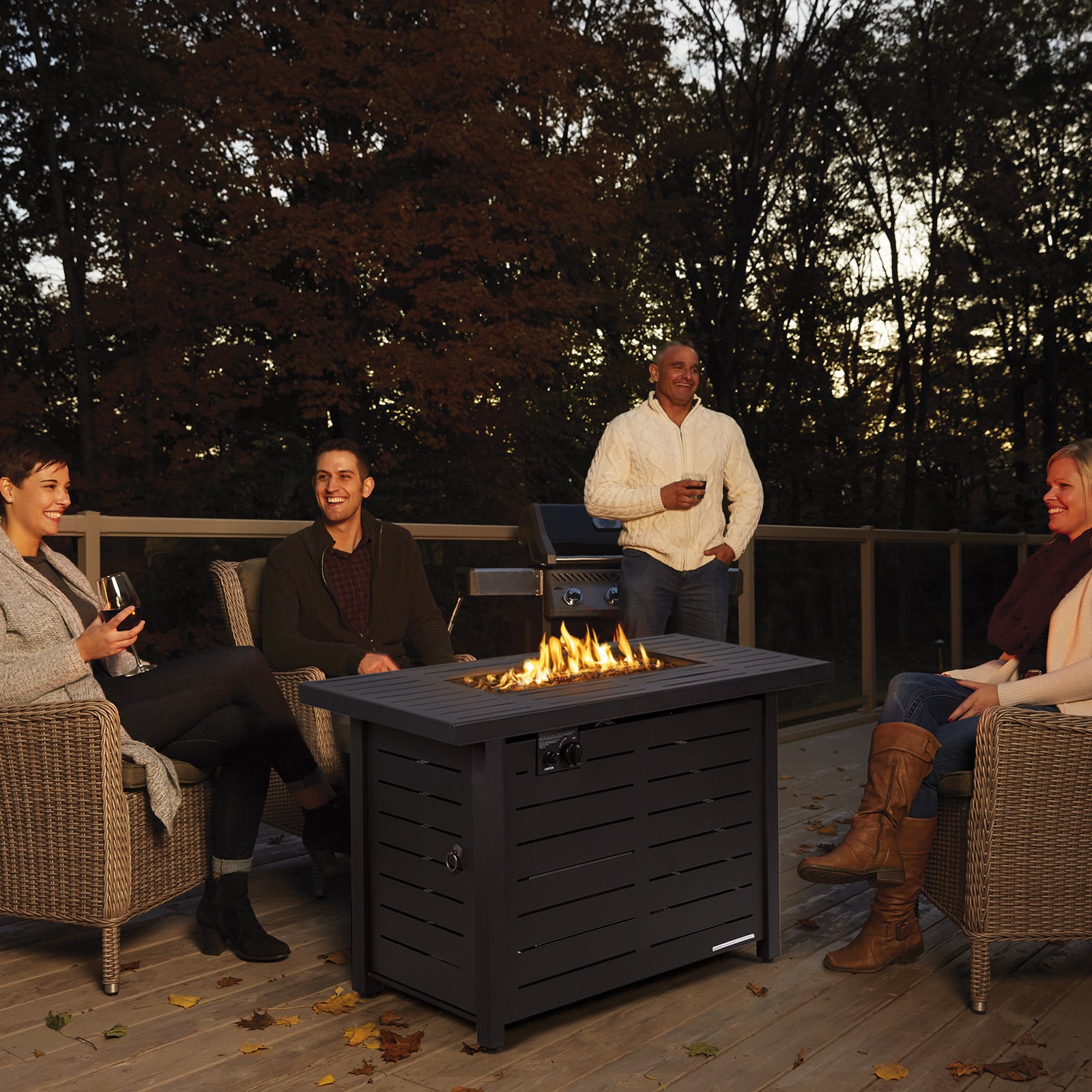 42 Inch 60,000 BTU Propane Fire Pit Table, Waterproof Cover Fire Pit Tables at Gallery Canada