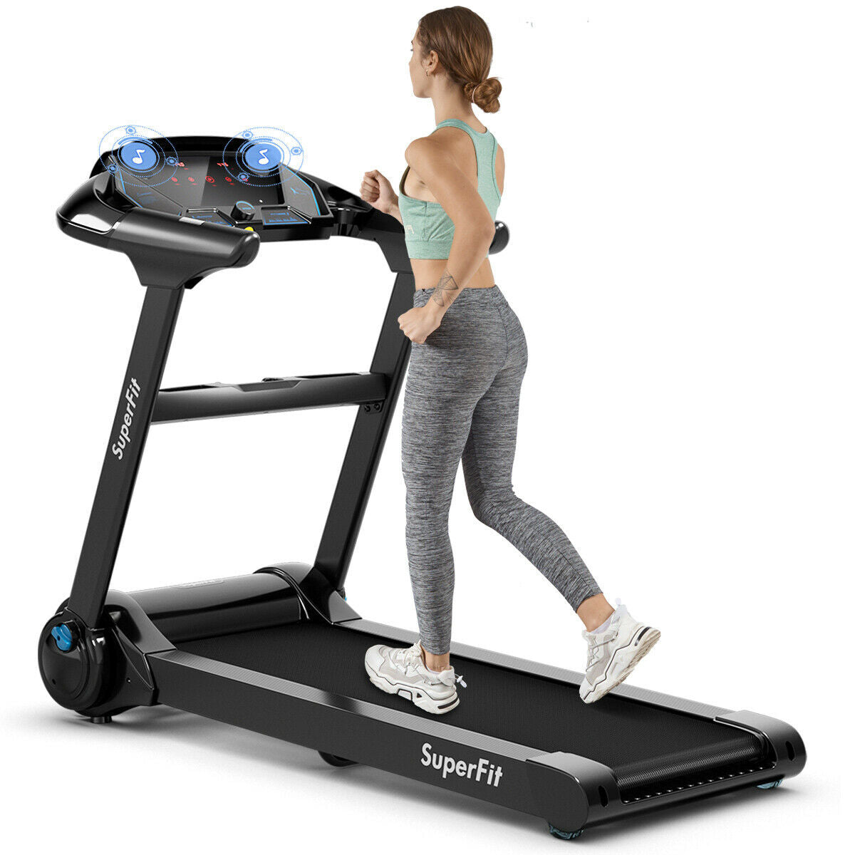 2.25HP Folding Treadmill, Running Machine, Black Treadmills at Gallery Canada