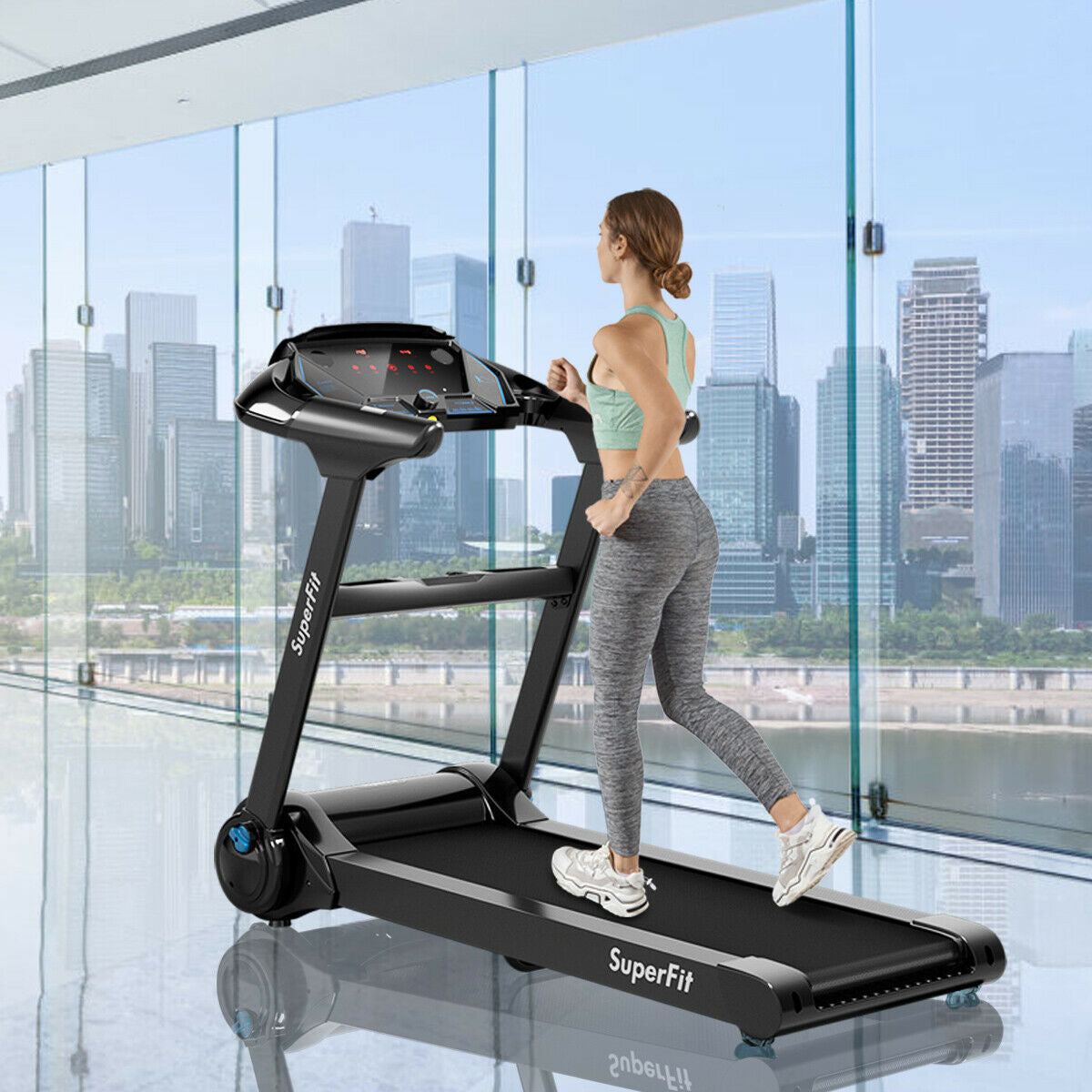 2.25HP Folding Treadmill, Running Machine, Black Treadmills at Gallery Canada