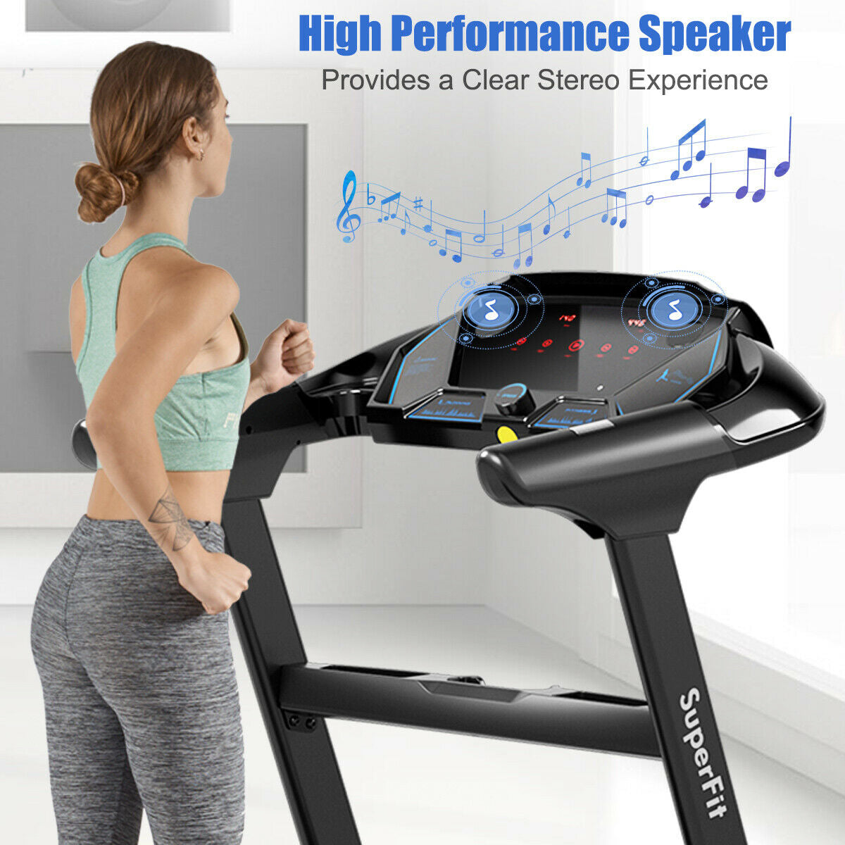 2.25HP Folding Treadmill, Running Machine, Black Treadmills at Gallery Canada