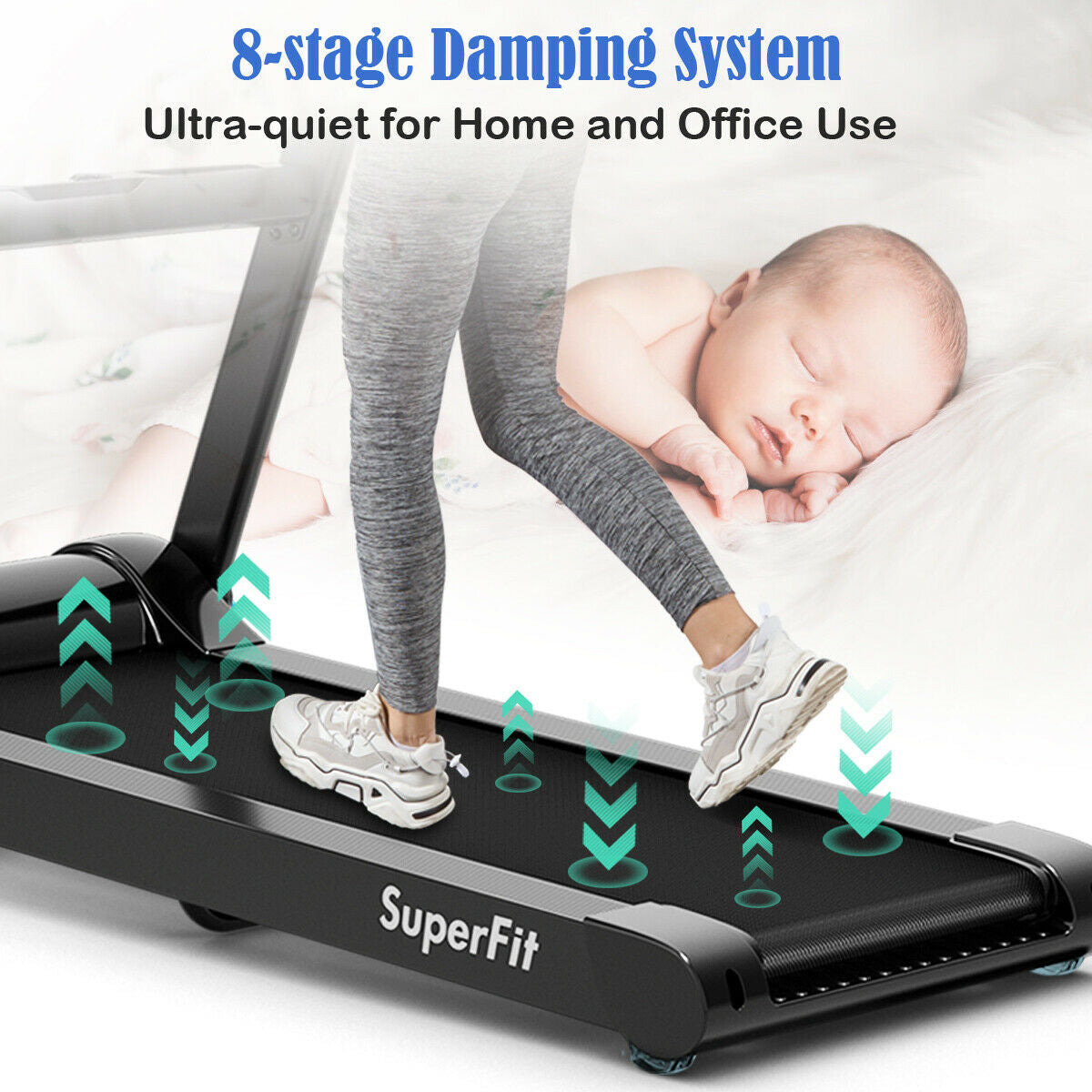 2.25HP Folding Treadmill, Running Machine, Black Treadmills at Gallery Canada