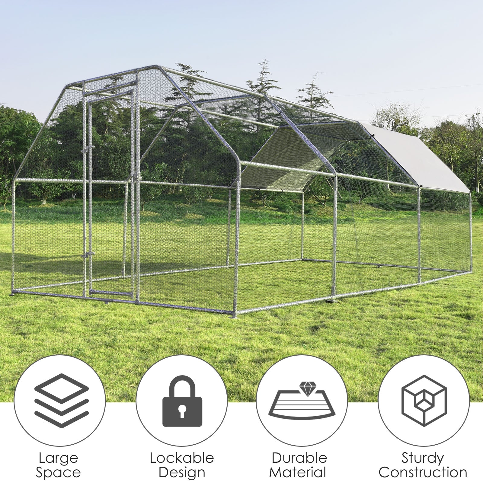 9.5 x 19 Feet Large Walk In Chicken Coop, Silver Chicken Coops at Gallery Canada