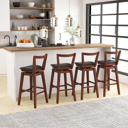 Swivel Upholstered PU Leather Stool, 30.5 inches, Brown Bar Stools at Gallery Canada