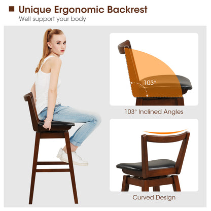 Swivel Upholstered PU Leather Stool, 30.5 inches, Brown Bar Stools at Gallery Canada