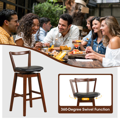 Swivel Upholstered PU Leather Stool, 30.5 inches, Brown Bar Stools at Gallery Canada