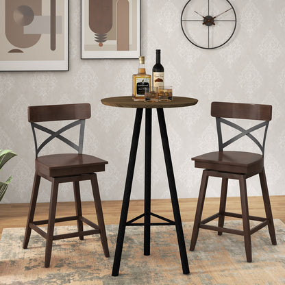Set Of 2 Wooden Swivel Bar Stools, 24 Inches, Brown Bar Stools at Gallery Canada