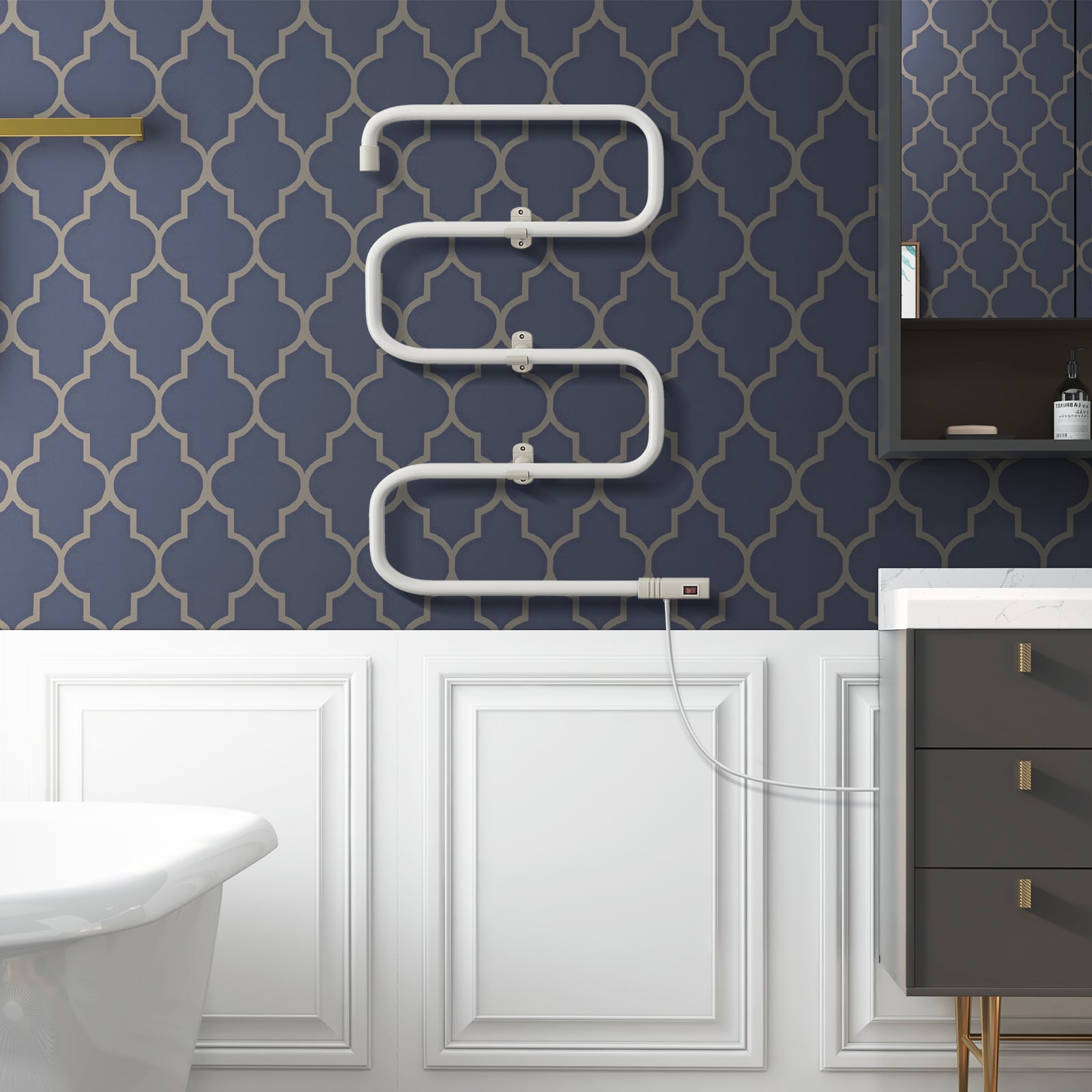 100W Electric Towel Warmer Drying Rack, White Towel Racks at Gallery Canada