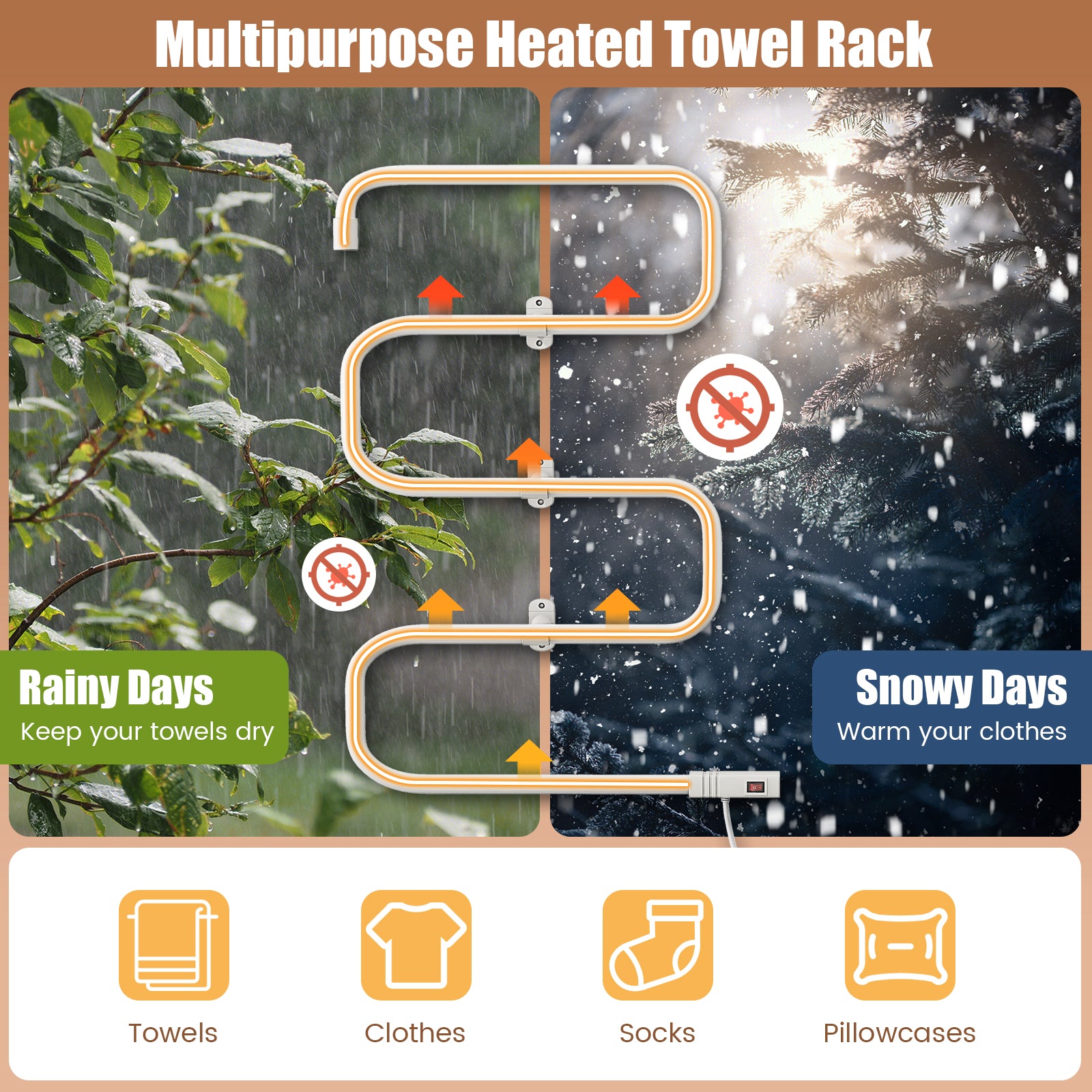 100W Electric Towel Warmer Drying Rack, White Towel Racks at Gallery Canada