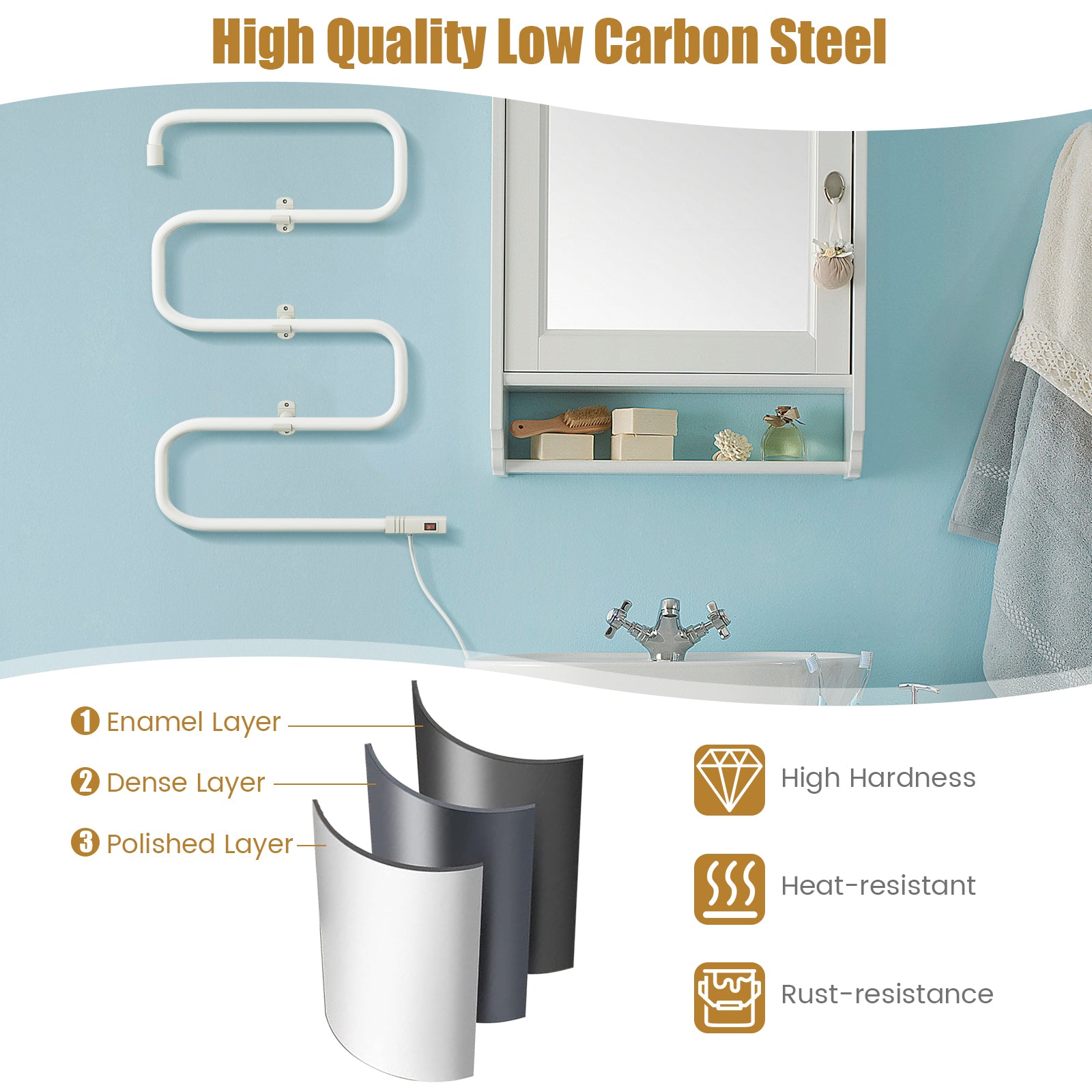 100W Electric Towel Warmer Drying Rack, White Towel Racks at Gallery Canada