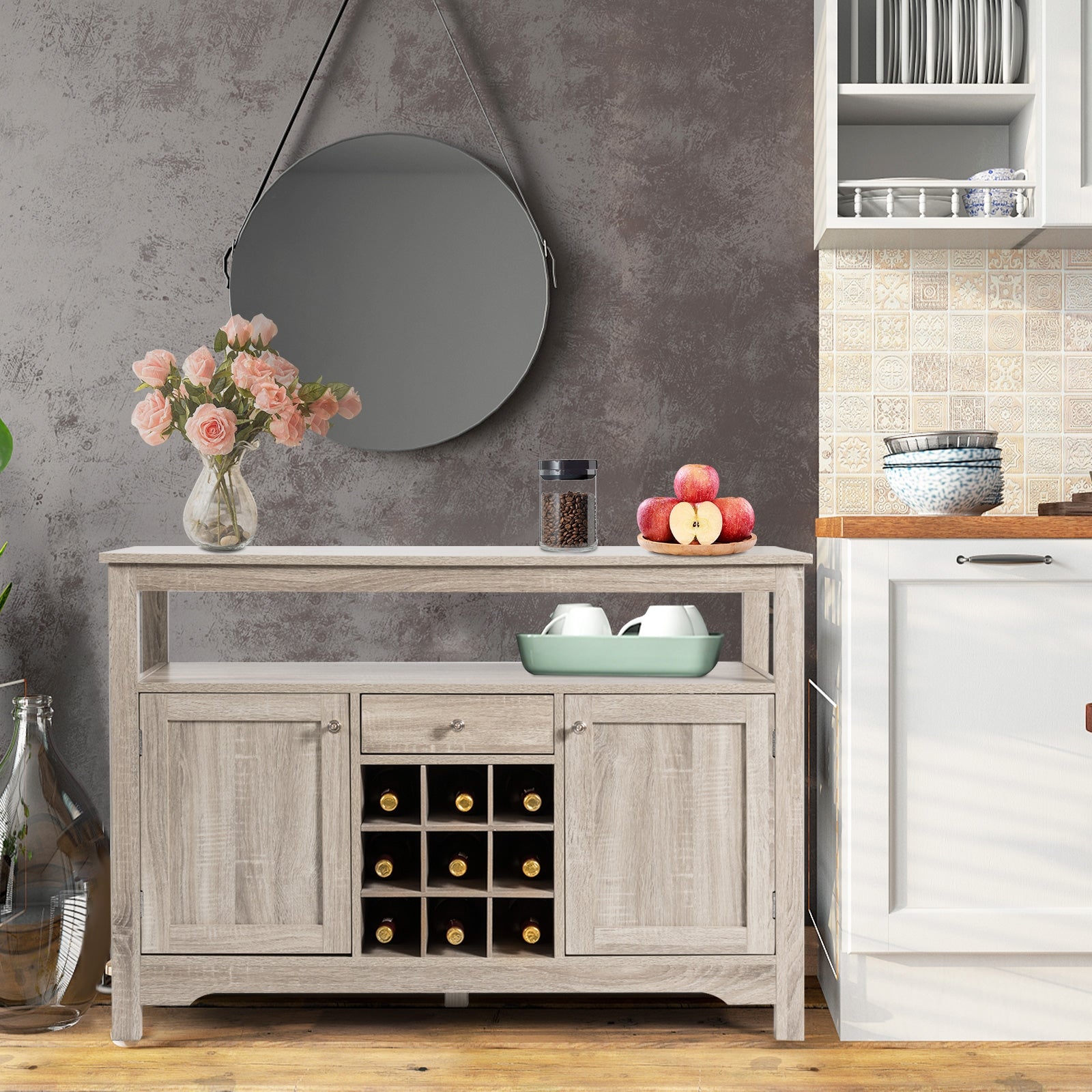 Buffet Server Sideboard Wine Cabinet Console, Gray Sideboards Cabinets & Buffets at Gallery Canada