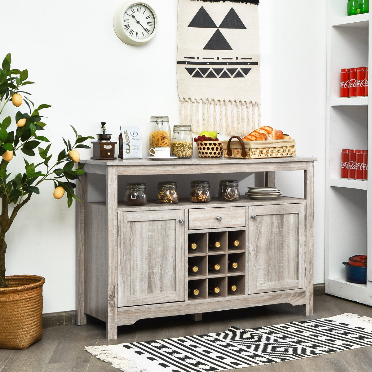 Buffet Server Sideboard Wine Cabinet Console, Gray Sideboards Cabinets & Buffets at Gallery Canada