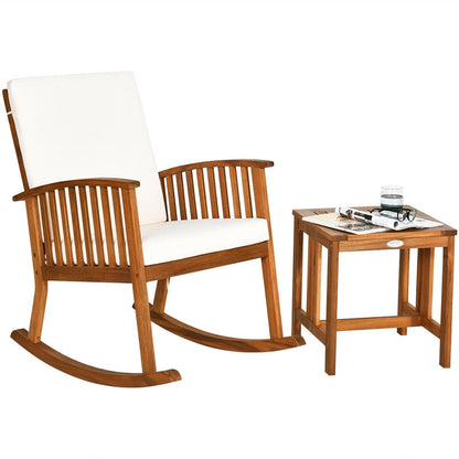 Acacia Wood Patio Rocking Chair Table Set, 2 Pieces, Brown Patio Conversation Sets at Gallery Canada