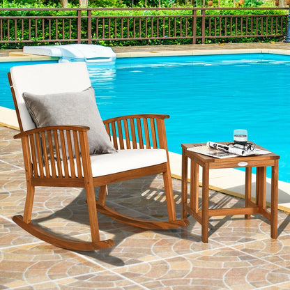 Acacia Wood Patio Rocking Chair Table Set, 2 Pieces, Brown Patio Conversation Sets at Gallery Canada