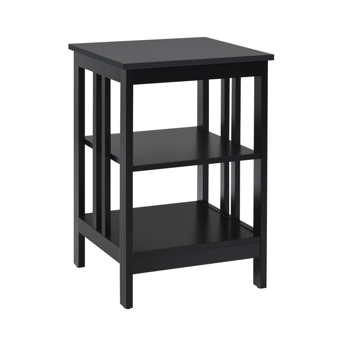 Set of 2 Multifunctional 3-Tier Nightstand Sofa Side Table, Black Nightstands Black at Gallery Canada